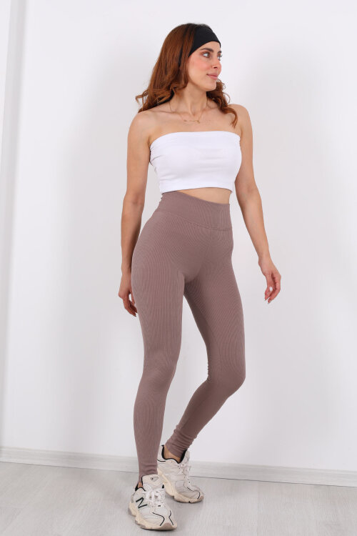 İçi Şardonlu Fitilli Vizon Kadın Tayt - Berox