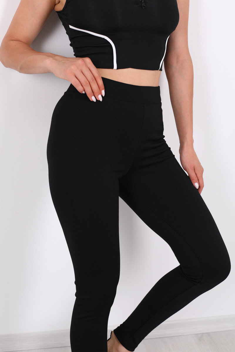 İnce Kemer Siyah Çelik Tayt - 2