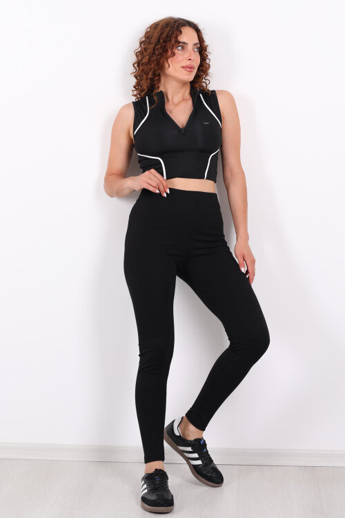 İnce Kemer Siyah Çelik Tayt - 4