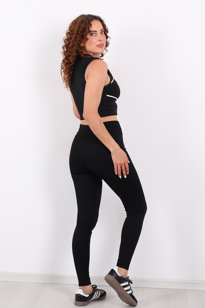 İnce Kemer Siyah Çelik Tayt - 5