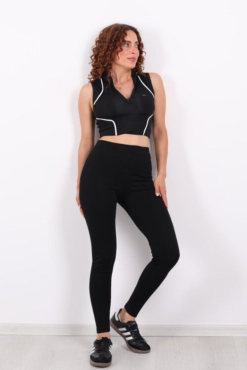 İnce Kemer Siyah Çelik Tayt - 6