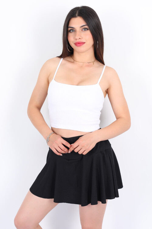 İp Askılı Kaşkorse Beyaz Kadın Crop - 4