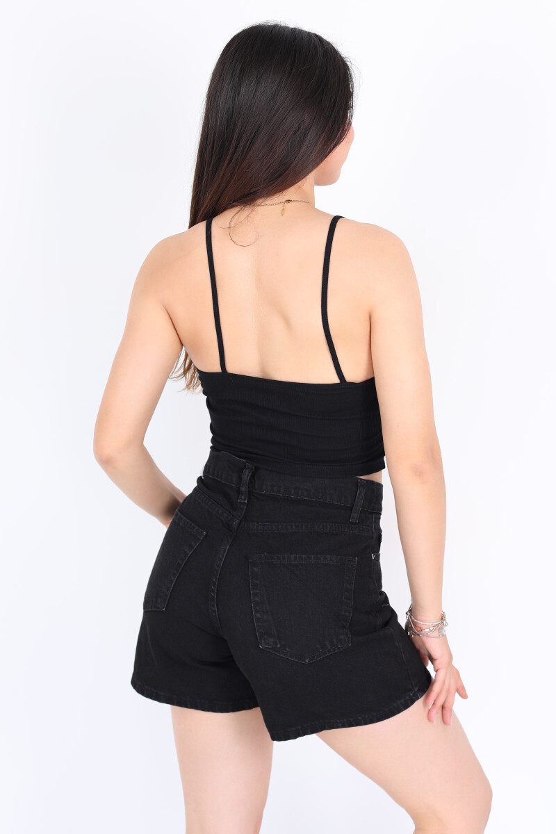 İp Askılı Kaşkorse Siyah Kadın Crop - 5
