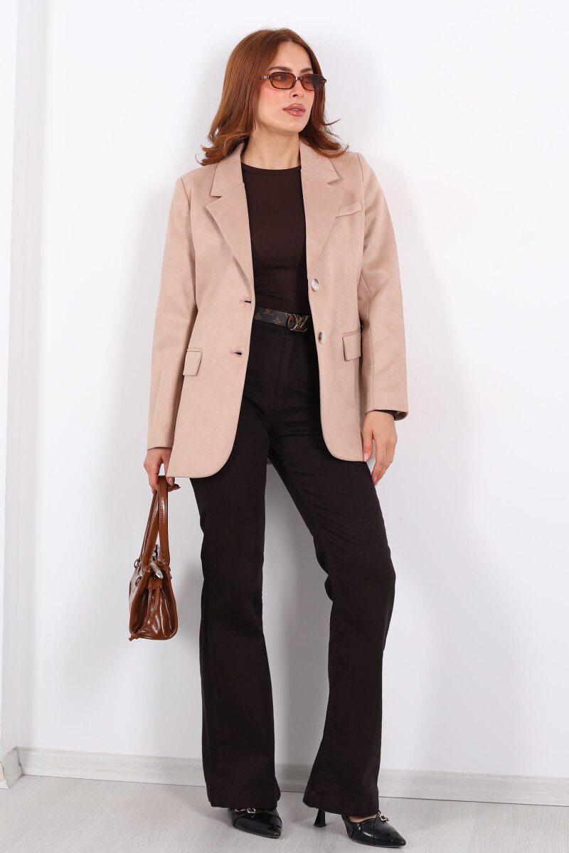 İspanyol Paça Likralı Acı Kahve Kadın Jean Pantolon - 3