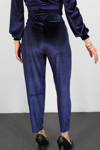 Jogger Kadın Lacivert Kadife Pantolon - 5