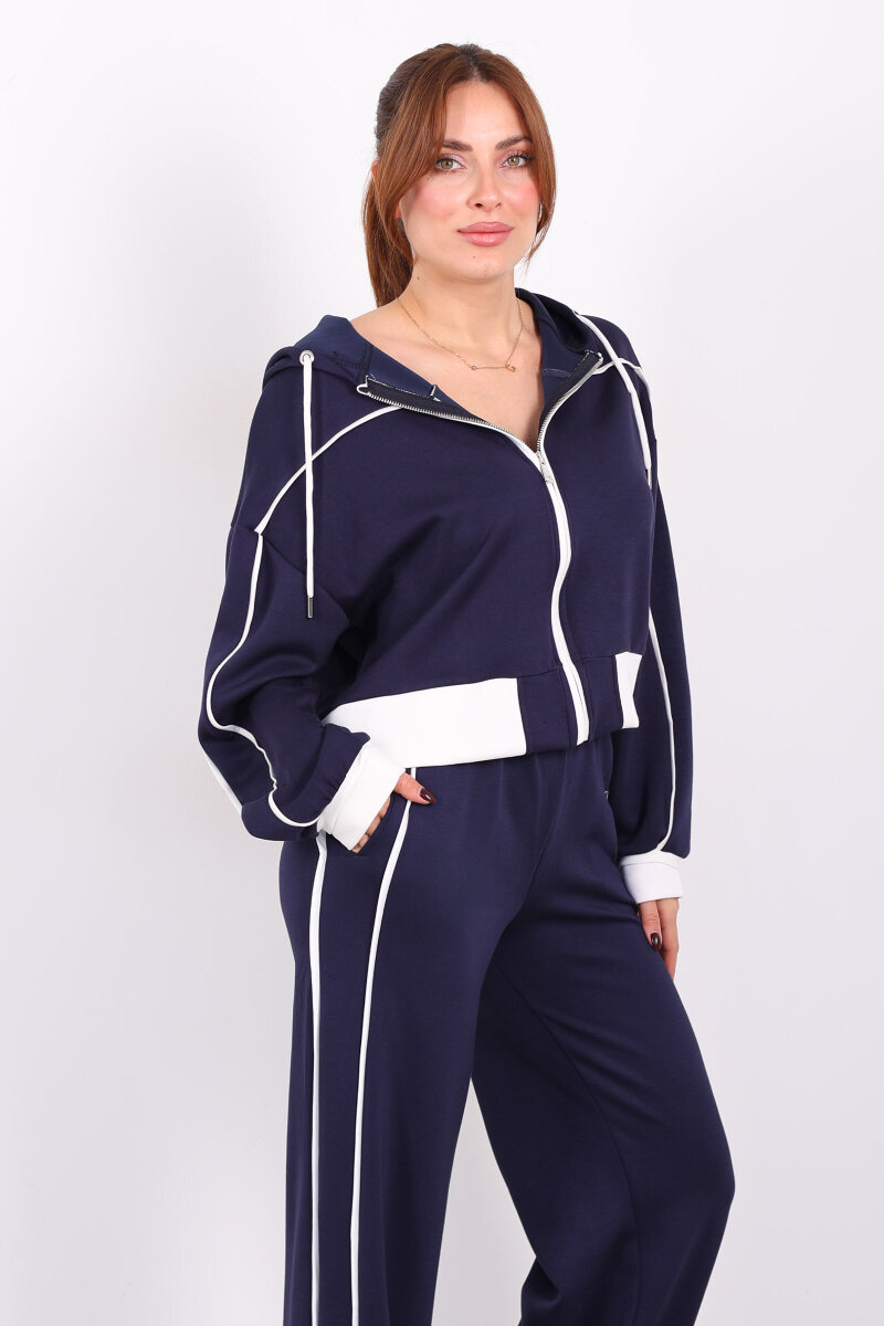 Kapüşonlu Ara Biyeli Lacivert Kadın Modal Takım - 6