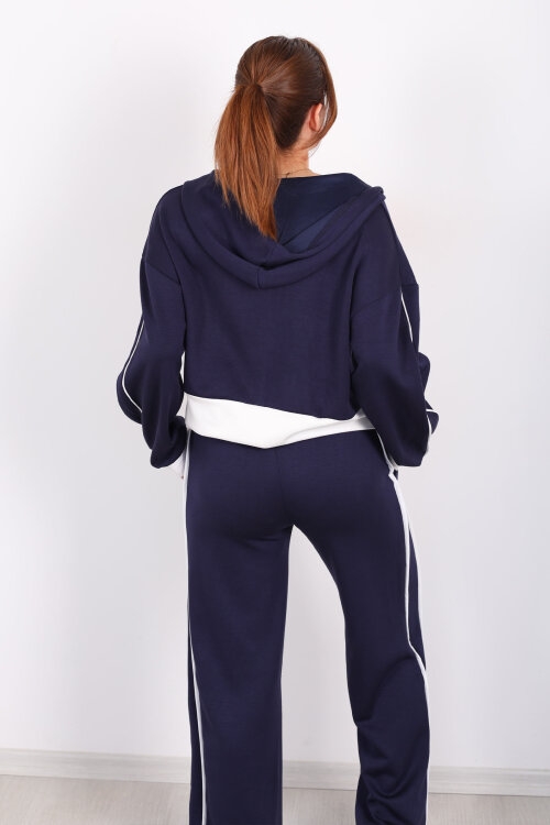 Kapüşonlu Ara Biyeli Lacivert Kadın Modal Takım - 7