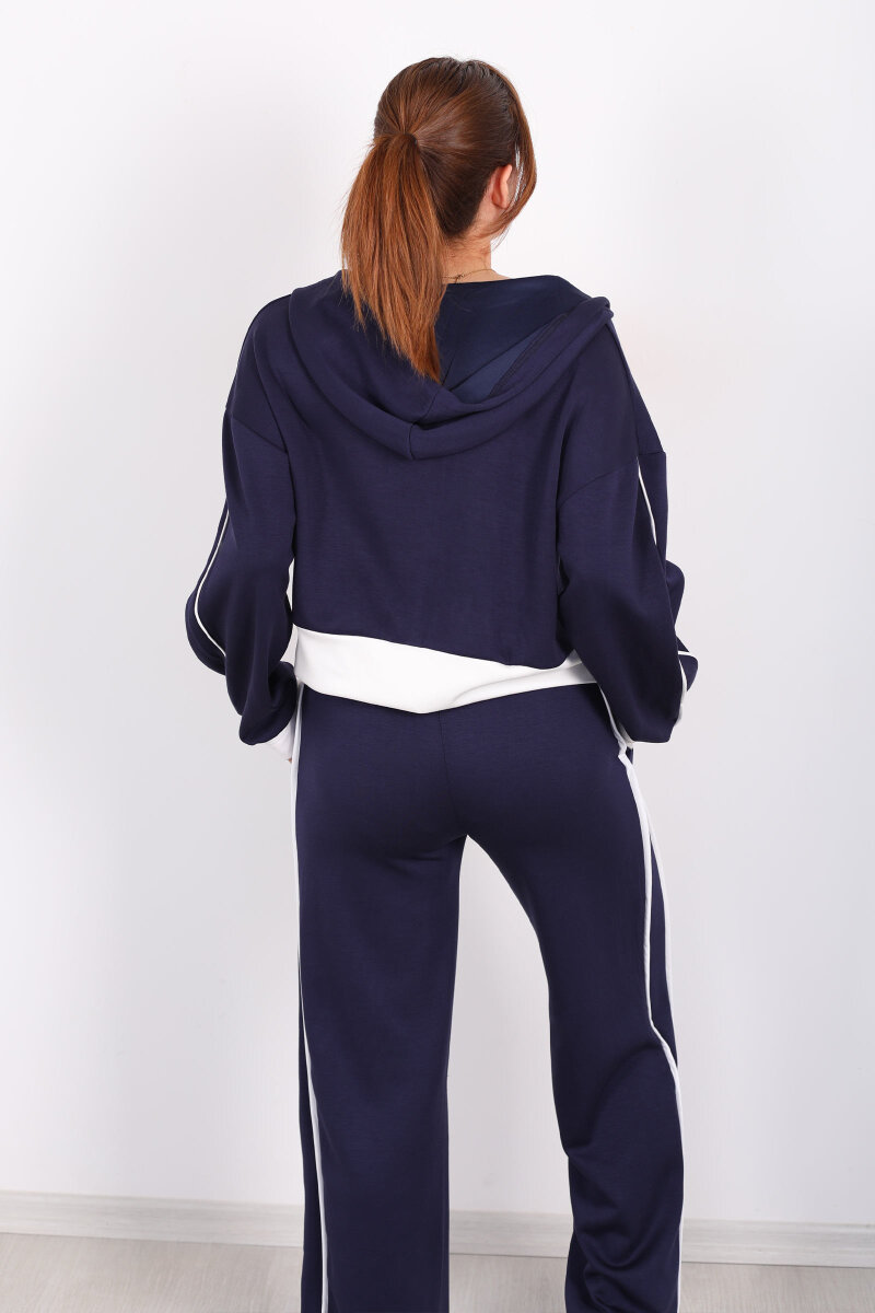 Kapüşonlu Ara Biyeli Lacivert Kadın Modal Takım - 7
