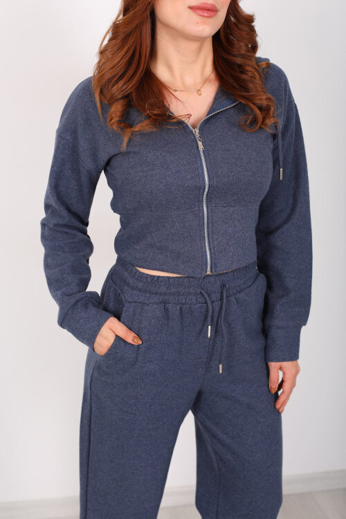 Kapüşonlu Fermuarlı Marin Kadın Selanik Takım - Berox (1)