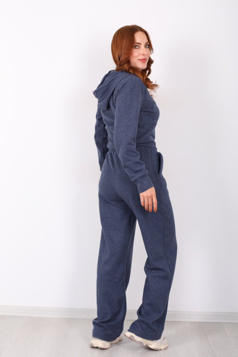 Kapüşonlu Fermuarlı Marin Kadın Selanik Takım - 6