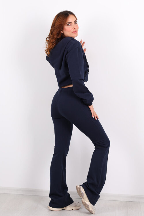 Kapüşonlu Önü Çimalı Lacivert Kadın Takım - 5