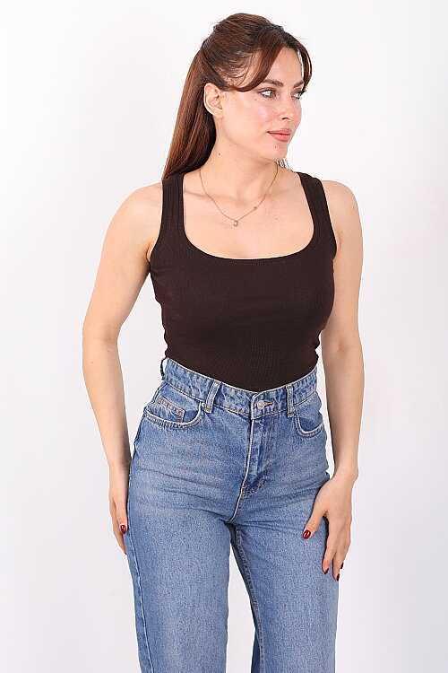 Kare Yaka Kaşkorse Acı Kahve Kadın Atlet - 3