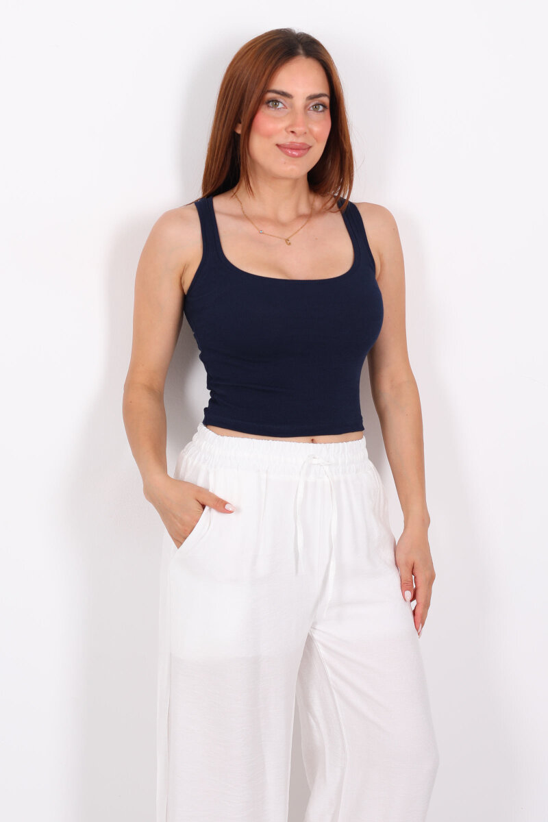 Kare Yaka Kaşkorse Lacivert Kadın Atlet - 1