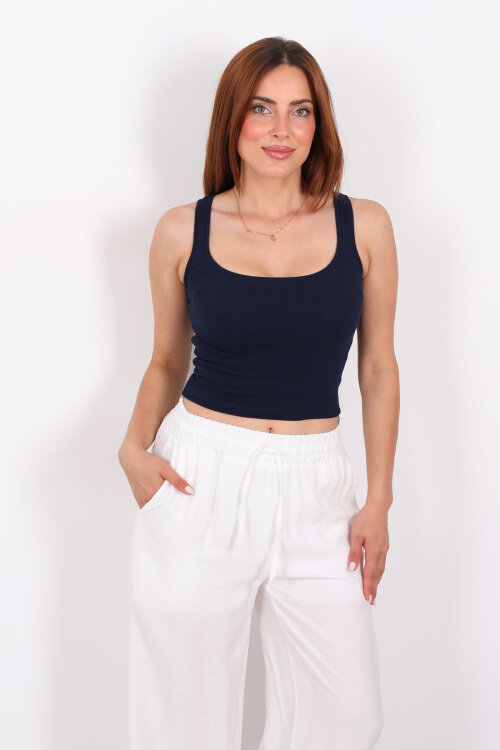 Kare Yaka Kaşkorse Lacivert Kadın Atlet - 5