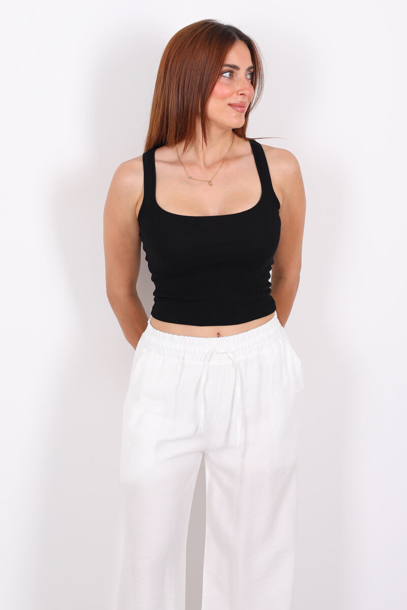 Kare Yaka Kaşkorse Siyah Kadın Atlet - 5