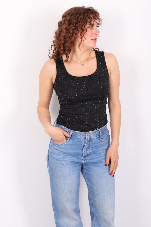 Kare Yaka Kolsuz Taşlı Siyah Kadın Body - 6