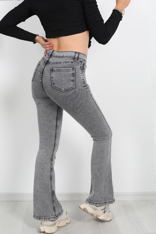 Karyıkama Kadın Gri İspanyol Paça Kot Pantolon - 5