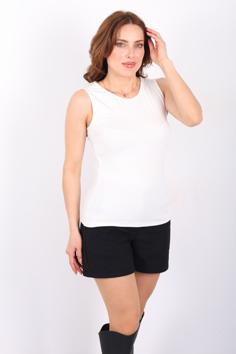 Kayık Yaka Kadın Siyah Atletli Bluz - 4