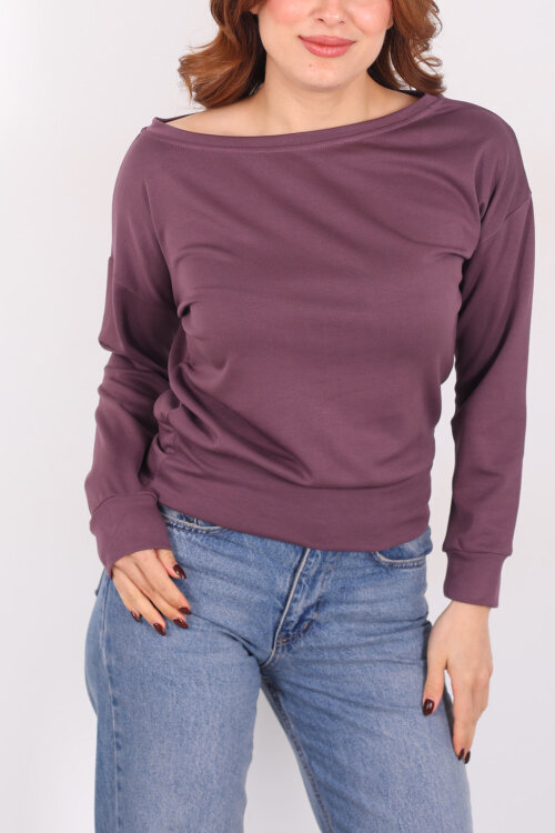 Kayık Yaka Mor Kadın Bluz - Berox (1)
