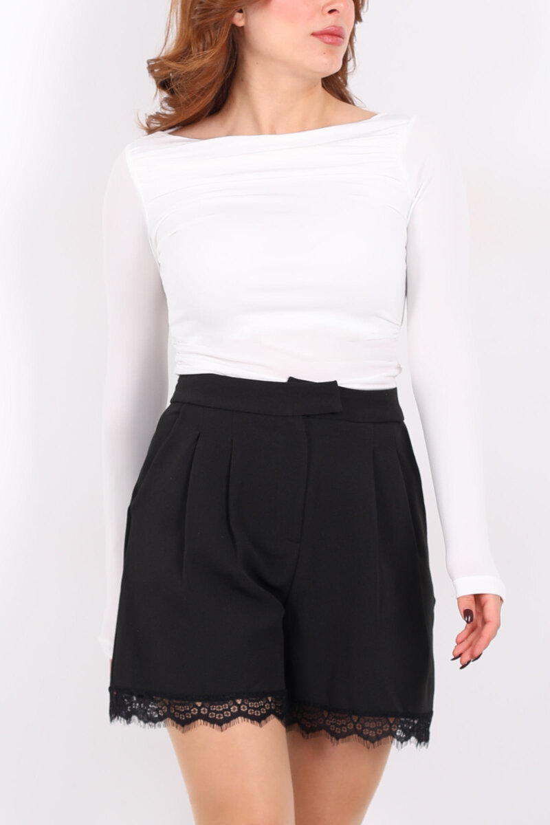 Kayık Yaka Omuz Ve Bel Büzgülü Beyaz Kadın Sandy Bluz - 2