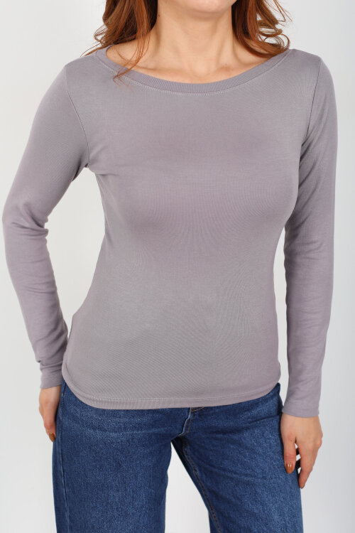 Kayık Yaka Vizon Kadın Basic Bluz - Berox (1)