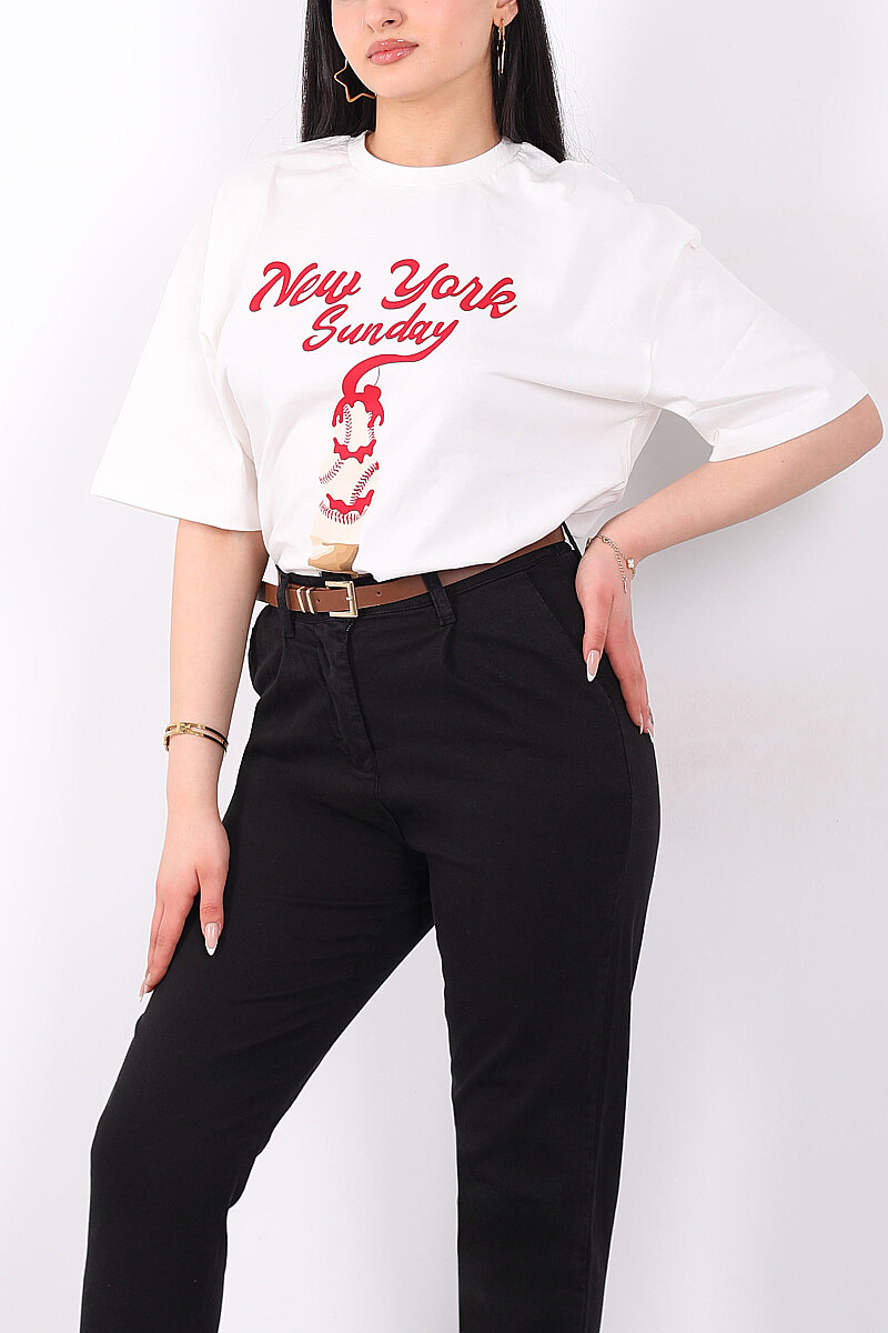 Kemerli Gabardin Likralı Kadın Siyah Havuç Pantolon - 2