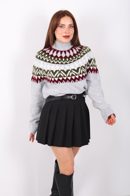 Kemerli Pile Detaylı Siyah Kadın Şort Etek - 4