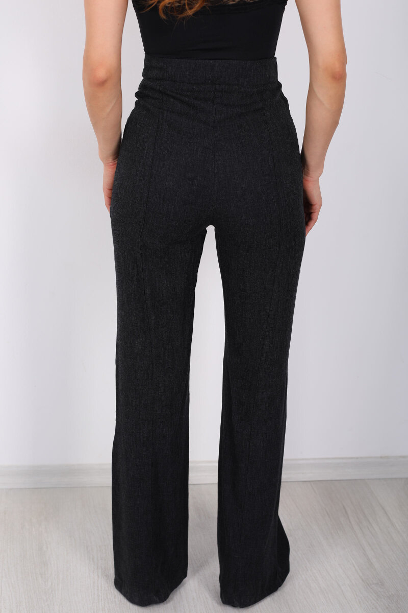 Kırçıllı Önü Kemerli Koyu Füme Kadın Kumaş Takım - 5