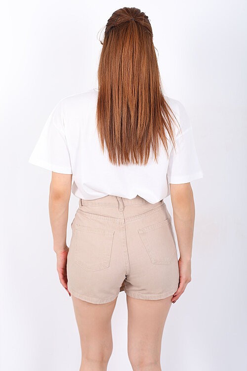 Kız Figürü Baskılı Kadın Ekru T-Shirt - 5