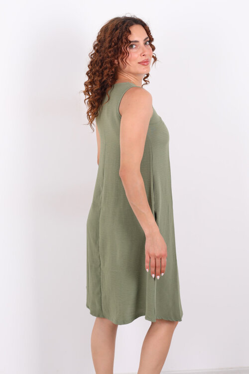 Kolsuz Ayrobin Salaş Midi Mint Yeşili Kadın Elbise - 4