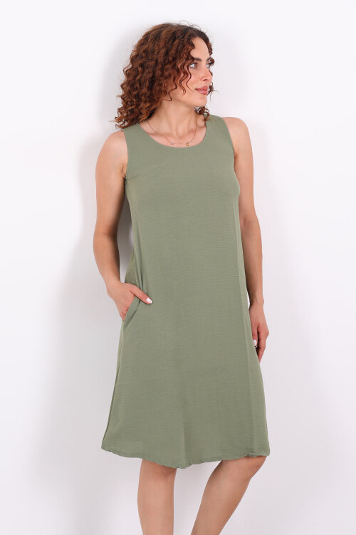 Kolsuz Ayrobin Salaş Midi Mint Yeşili Kadın Elbise - 3