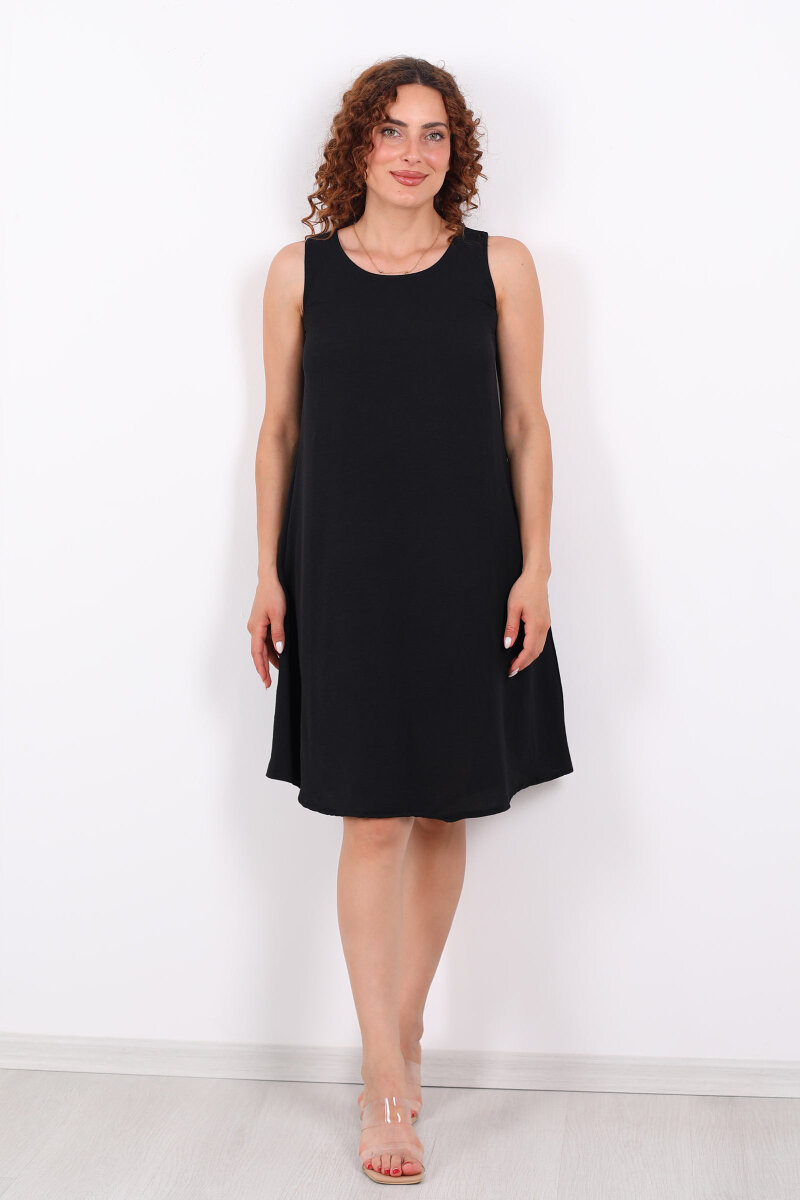 Kolsuz Ayrobin Salaş Midi Siyah Kadın Elbise - 3