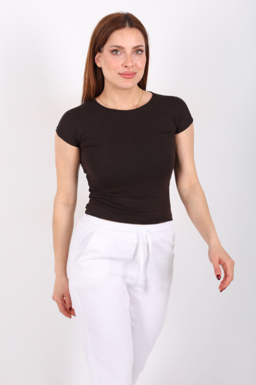 Kolsuz Bisiklet Yaka Kadın Acı Kahve Basic Body - 3