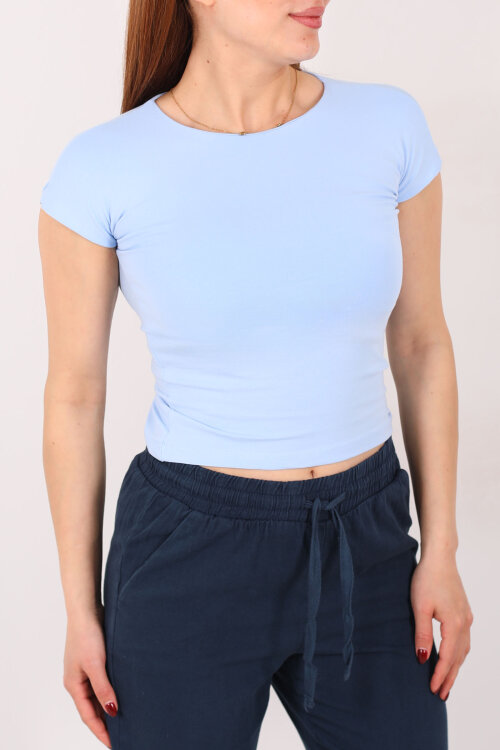 Kolsuz Bisiklet Yaka Kadın Bebe Mavisi Basic Body - Berox (1)