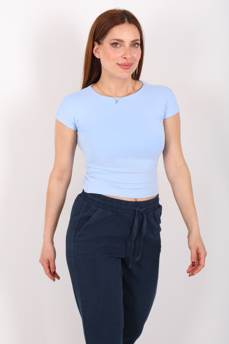 Kolsuz Bisiklet Yaka Kadın Bebe Mavisi Basic Body - 5