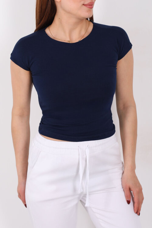 Kolsuz Bisiklet Yaka Kadın Lacivert Basic Body - Berox (1)