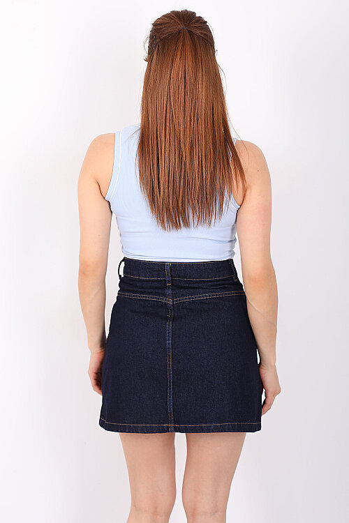 Kolsuz Biyeli Fitilli Bebe Mavi Kadın Crop Top - 4