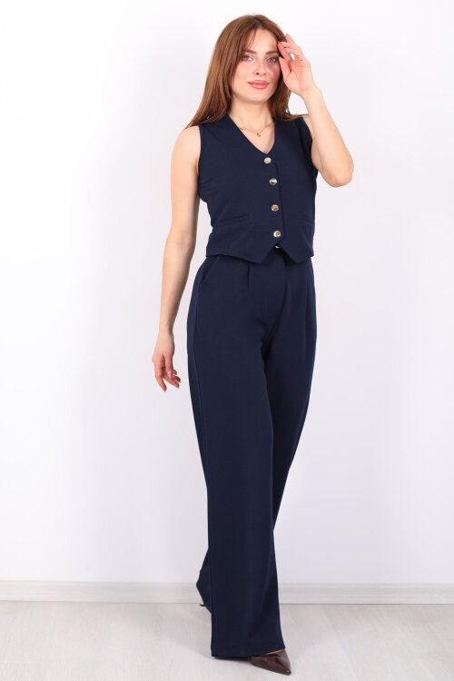 Kolsuz Venedik Krep Lacivert Kadın Takım - 3