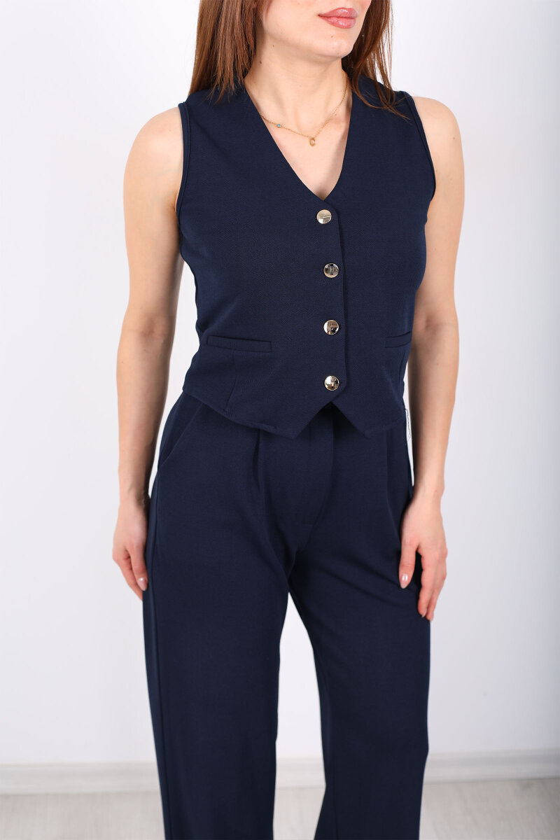 Kolsuz Venedik Krep Lacivert Kadın Takım - 2