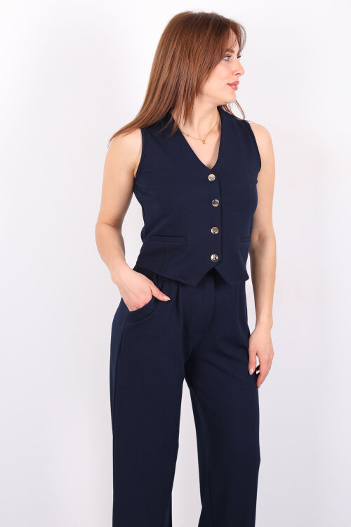 Kolsuz Venedik Krep Lacivert Kadın Takım 