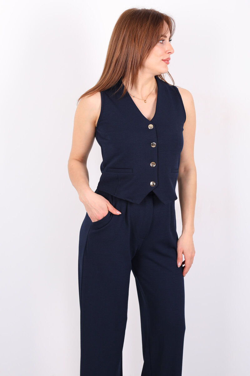 Kolsuz Venedik Krep Lacivert Kadın Takım - 1