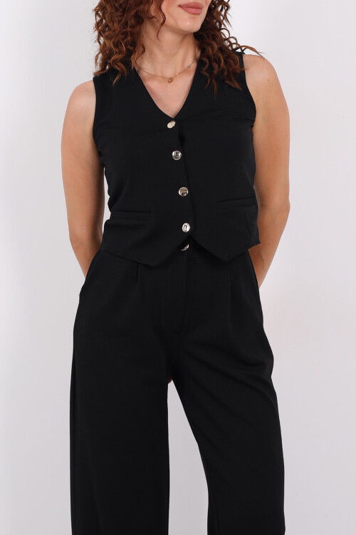 Kolsuz Venedik Krep Siyah Kadın Takım - Berox (1)