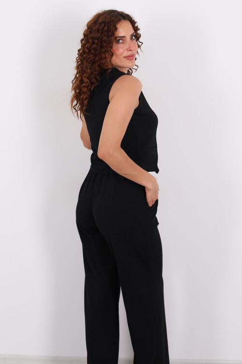 Kolsuz Venedik Krep Siyah Kadın Takım - 5