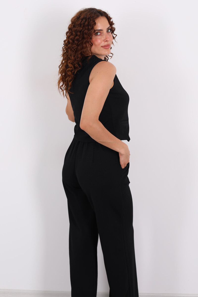 Kolsuz Venedik Krep Siyah Kadın Takım - 5