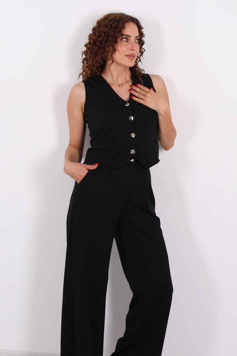 Kolsuz Venedik Krep Siyah Kadın Takım - 6