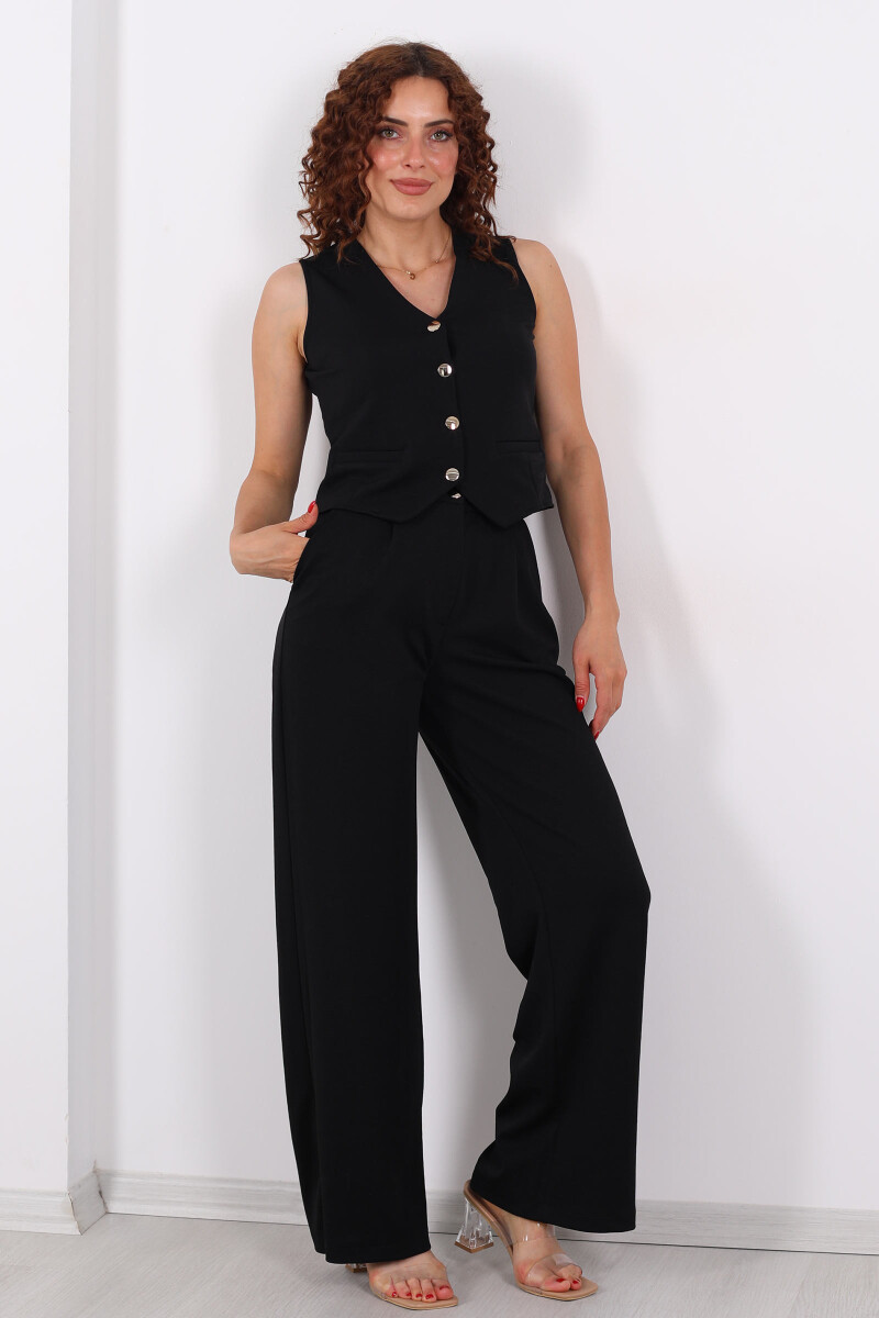 Kolsuz Venedik Krep Siyah Kadın Takım - 7