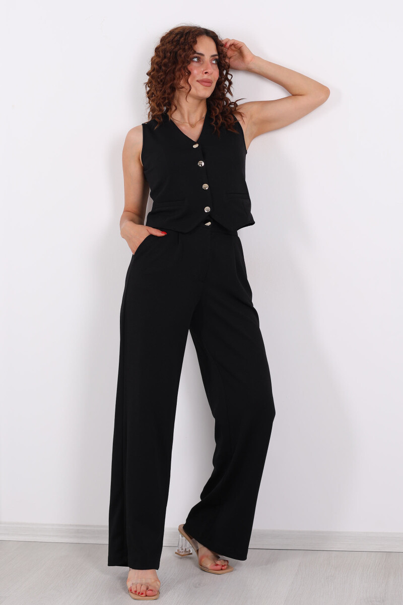 Kolsuz Venedik Krep Siyah Kadın Takım - 1