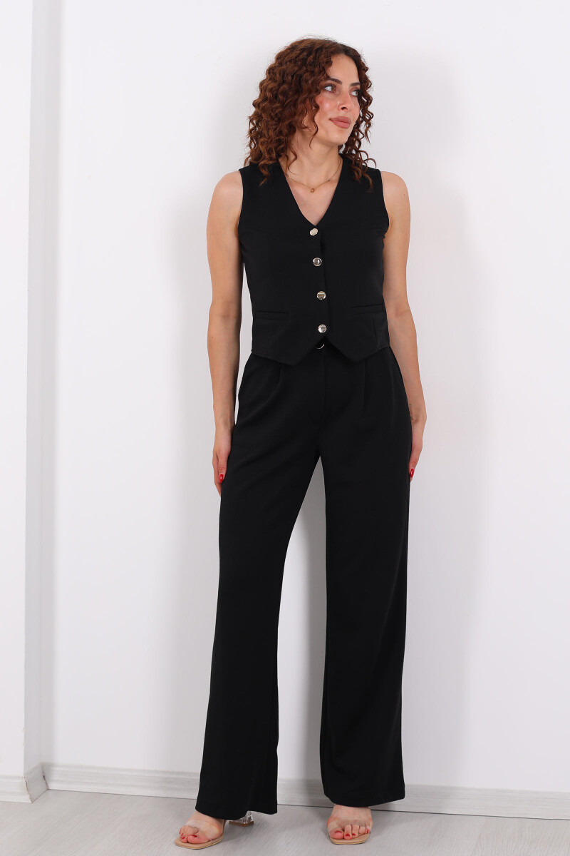 Kolsuz Venedik Krep Siyah Kadın Takım - 3