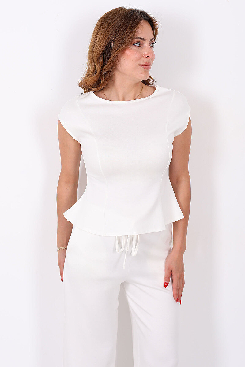Kolsuz Modal Ekru Kadın Peplum Bluz - 3