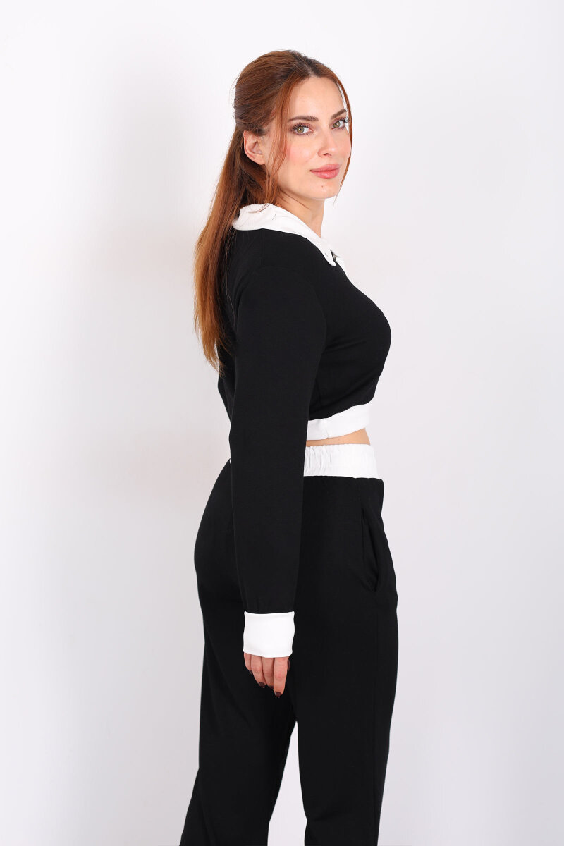 Kordon Ve Zımba Detaylı Garnili Siyah Kadın Modal Takım - 5